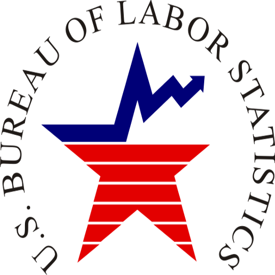 bureau of labor statistics logo - red, white, and blue