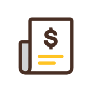Paper and dollar icon