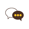 yellow, brown and white conversation bubble icon