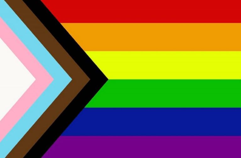 Multicolored LGBTQIA+ gay pride flag.