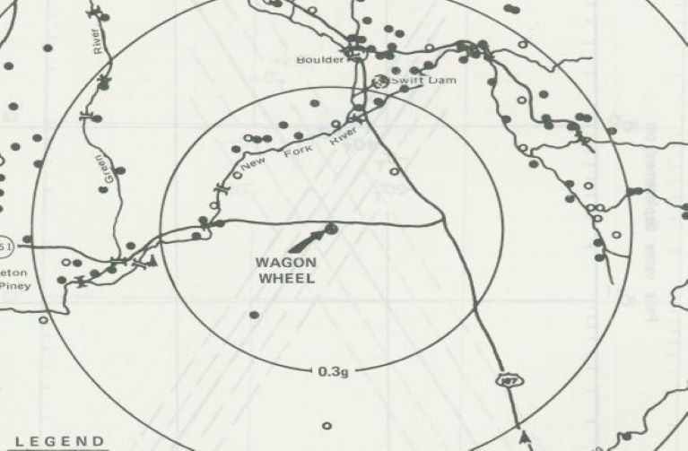 Map of proposed underground nuclear blast area in Project Wagon Wheel 