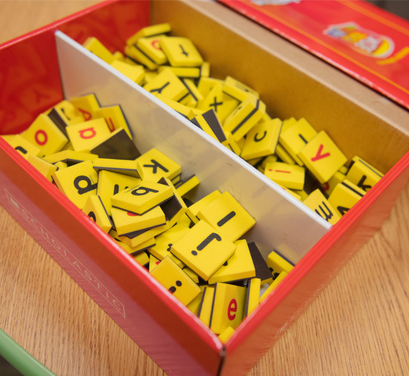 Scrabble letters in box