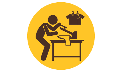 Icon of person with a heat press