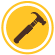 gold icon of a hammer