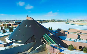 overhead view of the Art Museum and the American Heritage Center