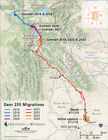 map showing migration route