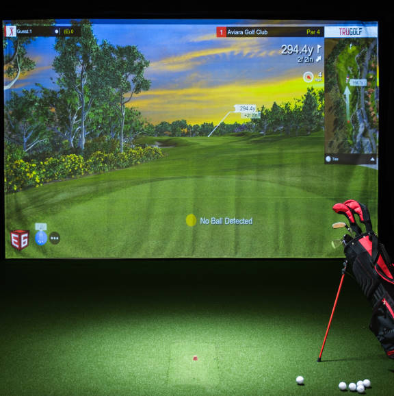 Golf simulator at Half Acre