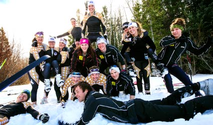 Nordic Ski Team posing for picture in snow