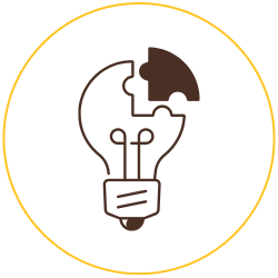 Graphics containing lightbulb with a matching puzzle piece